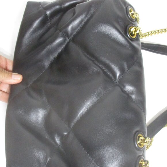 BLACK Butter Soft leather quilted chain handle logo purse KIRA - Picture 8 of 11